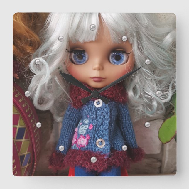 Fotodockor, dockor, personlig, hobby, baby fyrkantig klocka (Framsida)