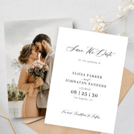 Fotoenkel elegant svart och vit bröllop spara datumet