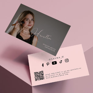 Fotoenkel modern femininin-manus QR-kodskönhet Visitkort