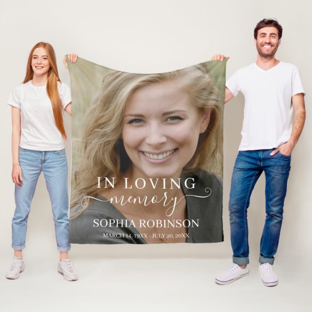 Fotoenkel modern minnesnyckel fleecefilt (På plats)