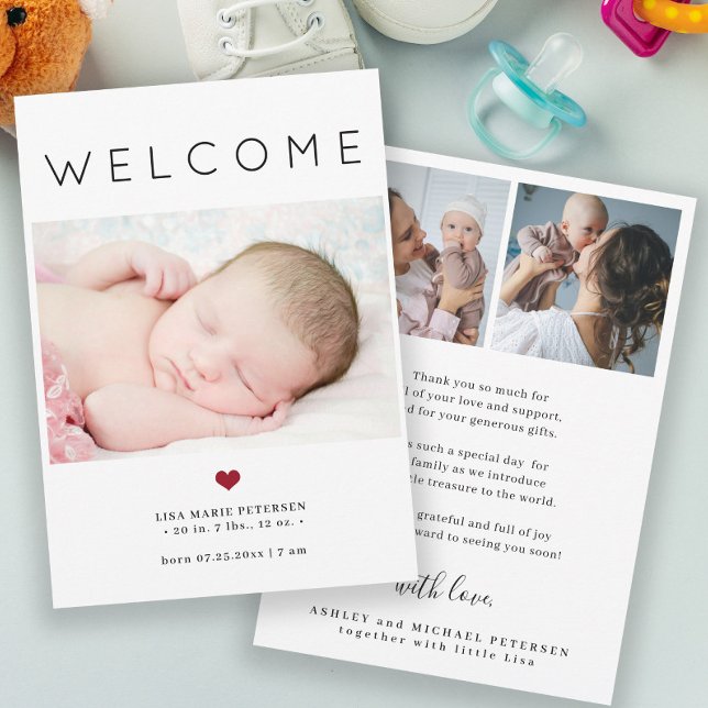 Fotoenkel välkomsttypografi i baby meddelande (Skapare uppladdad)