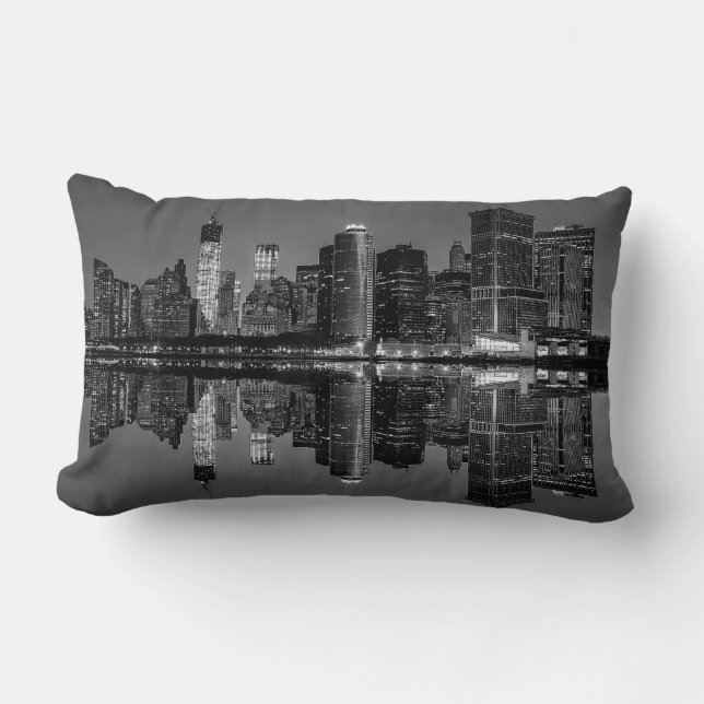 Fotoet av den New York City horisonten landskap Lumbarkudde (Framsida)