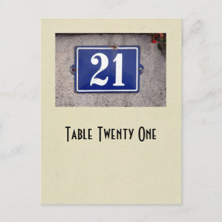 Fotoet numrerar kortet för 21 bord vykort