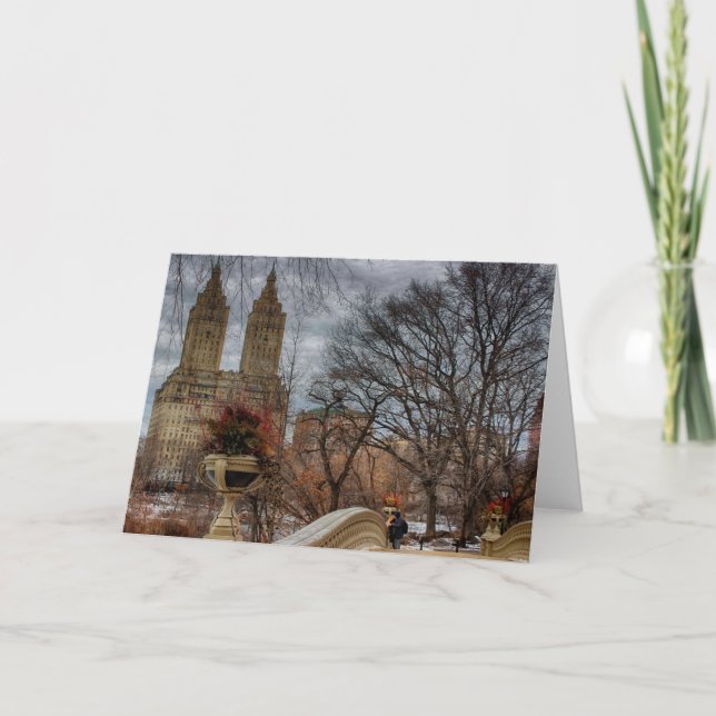 Fotoet på pilbågen överbryggar i Central Park, NYC Kort (Framsida)