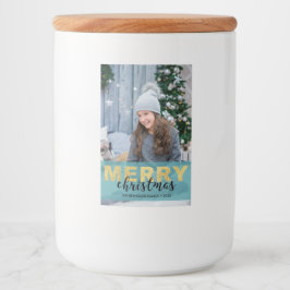 Fotoetikett för Modern Guld Blue God jul Foto Mat Etikett