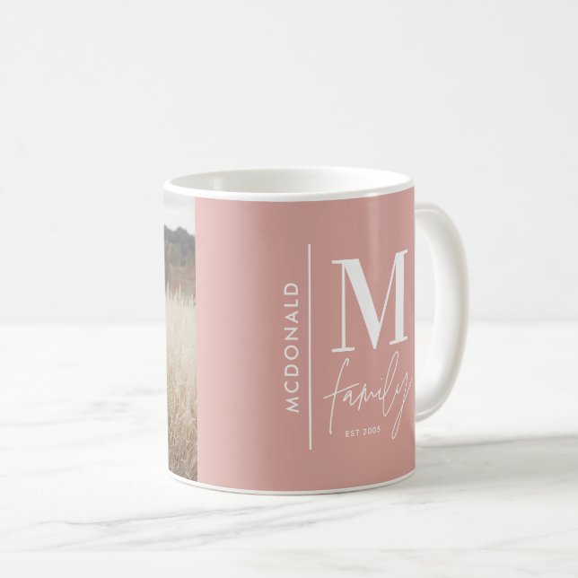 Fotofamilj för modern rosa personlig kaffemugg (Framsida höger)