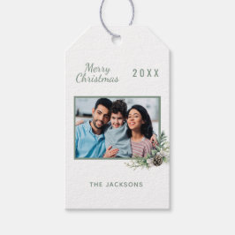 Fotofamiljen gräs, vit julkon presentetikett