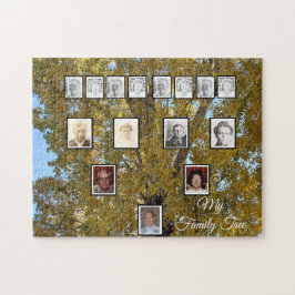 Fotofamiljen Träd med Höst löv Jigszle Puzzle Pussel