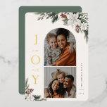 Fotofamiljen Winter Joy 2<br><div class="desc">JOY to the world,  white Vinter blommigt and grey,  Helgdag arch and square ram 2-fotokort. Funktioner,  solid sage grönt färg-säkerhetskopiering med mallutrymme för ditt personliga helgdag-meddelande.</div>