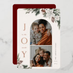 Fotofamiljen Winter Joy 2<br><div class="desc">JOY to the world,  white Vinter blommigt and grey,  Helgdag arch and square ram 2-fotokort. Funktioner,  solid red färg-säkerhetskopiering med mallutrymme för ditt personliga helgdag-meddelande.</div>