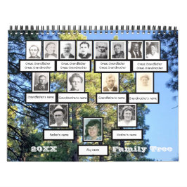 Fotofamiljens Träd tolv fotobakgrund - kalender