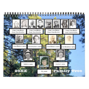 Fotofamiljens Träd tolv fotobakgrund - kalender