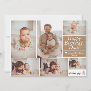 Fotofamiljesammanfoto i Modern Birthday Pappa Kort