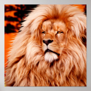 Fotofärg för lejon Orange African Himlar Poster