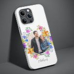 Fotofärgad Blommigt Enkel modern Personlig<br><div class="desc">Fotofärgad Blommigt Endern Modern Personlig Namn Smartphone iphone case har ett favoritfoto omgivet av en blommigt med färgstarka vattenfärger blommor. Personlig med ditt namn i modernt elegant-kalligrafi-skript. Perfekt för födelsedag, jul, Mors dag, syster, bästa vän, flickvän med mera. PHOTO TIP: centrera dina foton innan du laddar upp dem till Zazzle....</div>