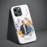 Fotofärgad Blommigt Enkel modern Personlig<br><div class="desc">Fotofärgad Blommigt Endern Modern Personlig Namn Smartphone iphone case har ett favoritfoto omgivet av en blommigt med färgstarka vattenfärger blommor. Personlig med ditt namn i modernt elegant-kalligrafi-skript. Perfekt för födelsedag, jul, Mors dag, syster, bästa vän, flickvän med mera. PHOTO TIP: centrera dina foton innan du laddar upp dem till Zazzle....</div>