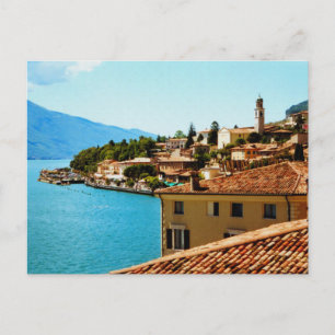 Fotofärgning av Limone Sul Garda Sjö Garda Italien Vykort