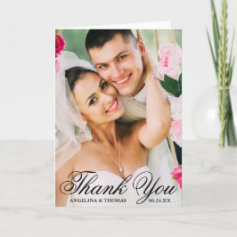 Fotofetstil för Bride & Groom Elegant bröllop Tack Kort