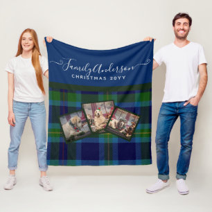 FOTOFILT - Miller TARTAN Blå julklapp Fleecefilt