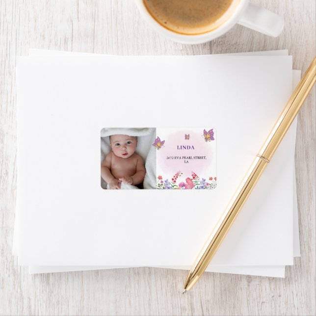 Fotofjäril och bin Adress Adressetikett (Insitu)