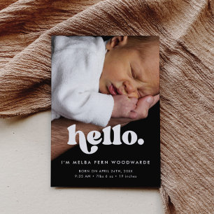Fotofödelse av Retro minimalist Hej Baby Meddelande