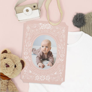 Fotofödelse vid Rosa i rosett band och Ro Baby Inbjudningar