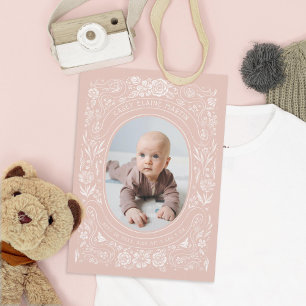 Fotofödelse vid Rosa i rosett band och Ro Baby Meddelande