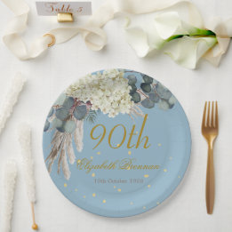 Fotofödelsedag för Eleganten 90:e Blommigt Blue Gu