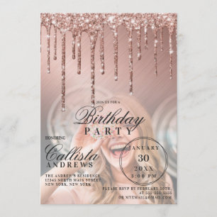 Fotofödelsedag för Ro Metallic Glitter Drives Inbjudningar