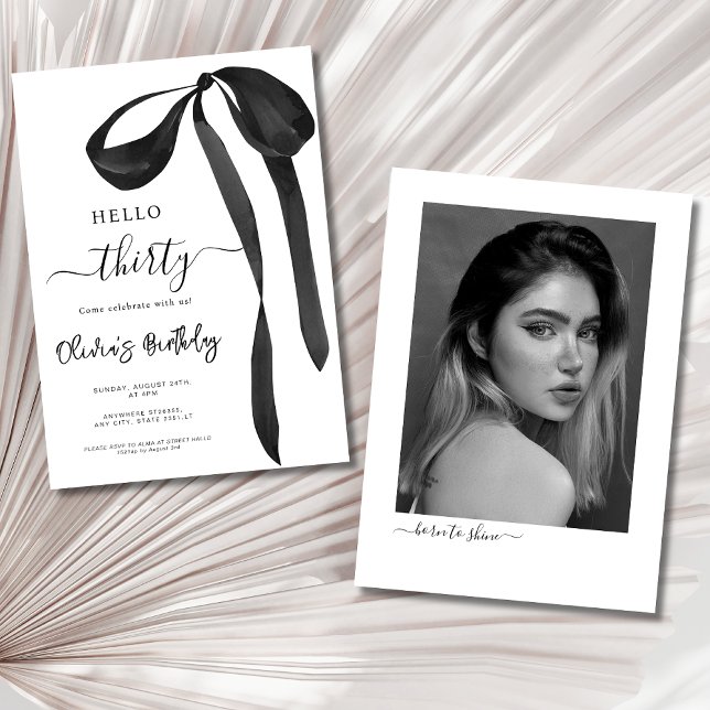 fotofödelsedag för svart båge 30års födelsedag Par Inbjudningar (Skapare uppladdad)