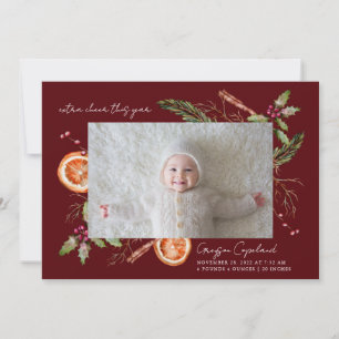 Fotofödelsedag i Extra Cheer Red Helgdag Baby Meddelande