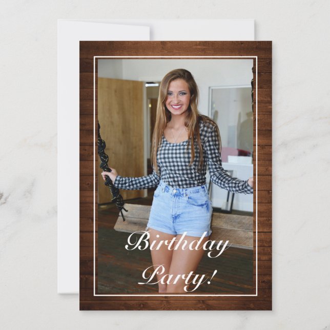 Fotofödelsedag i Snowy Wood & Forest Land Gräs Inbjudningar (Baksida)