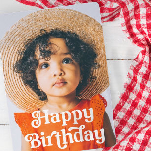 Fotofödelsedag med enkel Vintage Retro Typography Kort