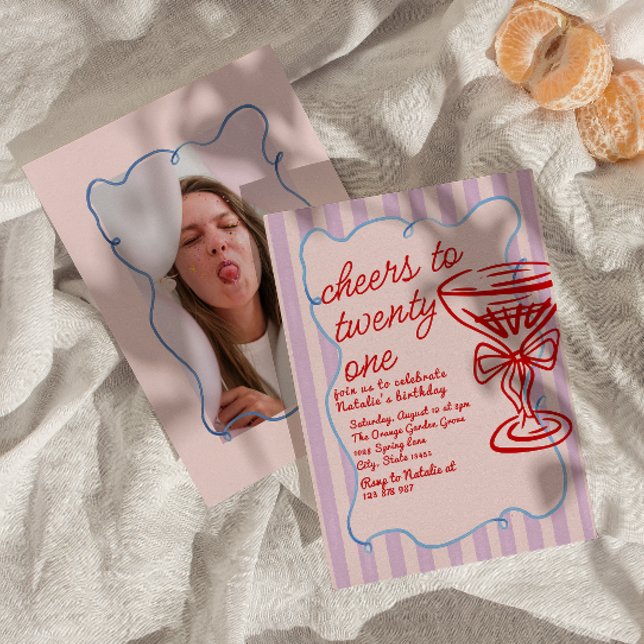 Fotofödelsedagen 21:a Red Rosa Hand plockade Champ Inbjudningar (Skapare uppladdad)