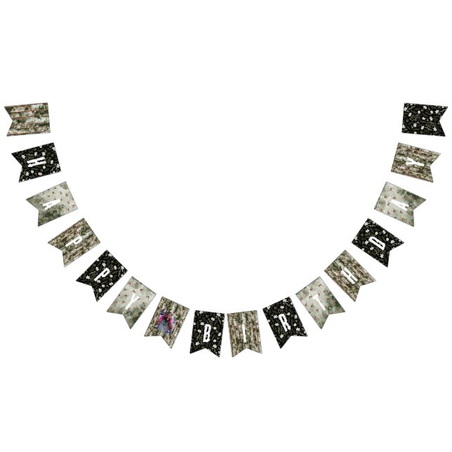 Fotofödelsedagsbuntning av skogsträtt vimplar (Alla)