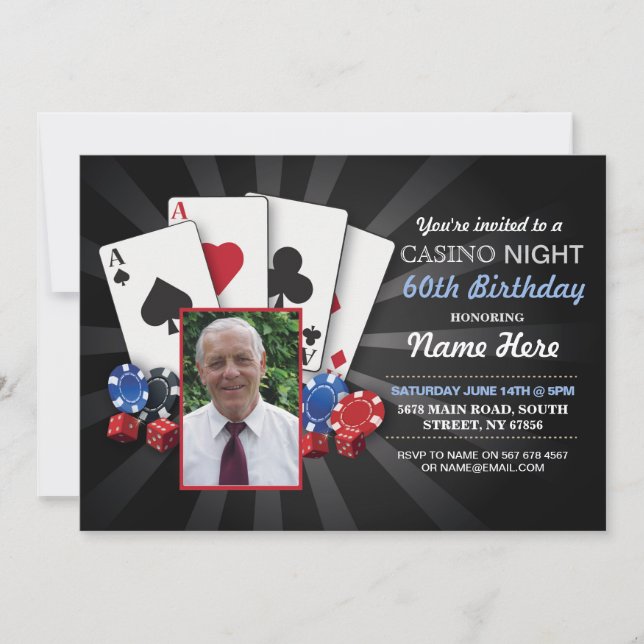 Fotofödelsedagsinbjudan till Casino Night Las Vega Inbjudningar (Framsida)