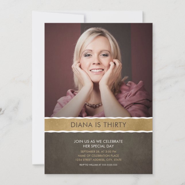 Fotofödelsedagsinbjudningar 30:e Party Bild Inbjudningar (Framsida)