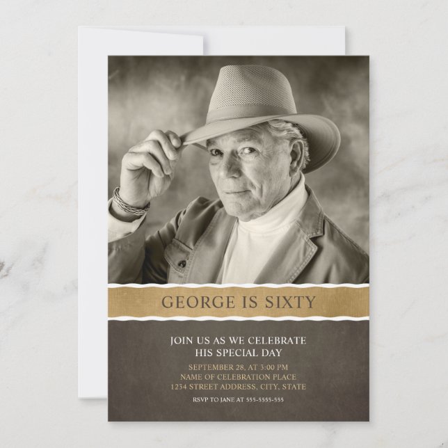 Fotofödelsedagsinbjudningar 60:e Party Bild Inbjudningar (Framsida)