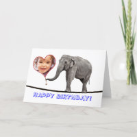 Fotofödelsedagskort, snattande elefant
