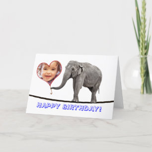 Fotofödelsedagskort, snattande elefant kort