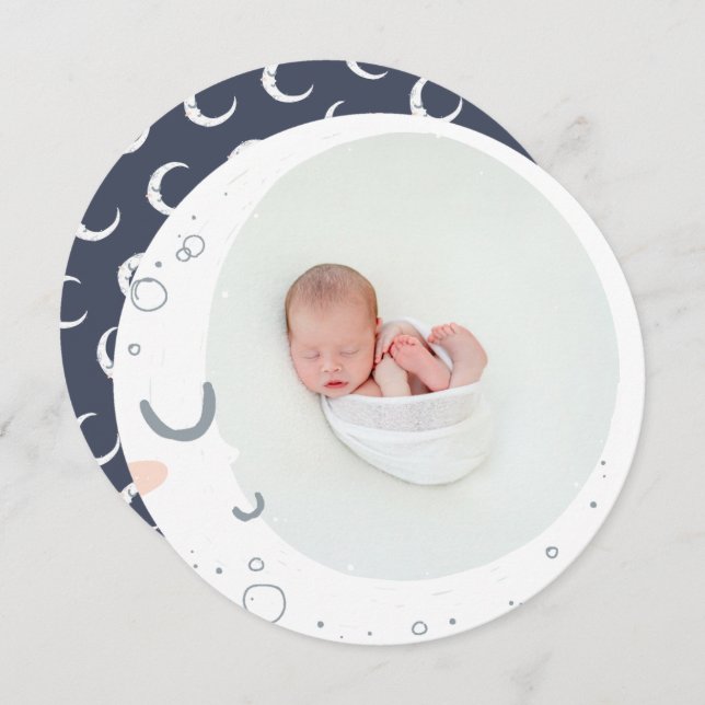 Fotofödelsefödsel vid rosa av Månarna stjärnor Meddelande (Fram/baksida)