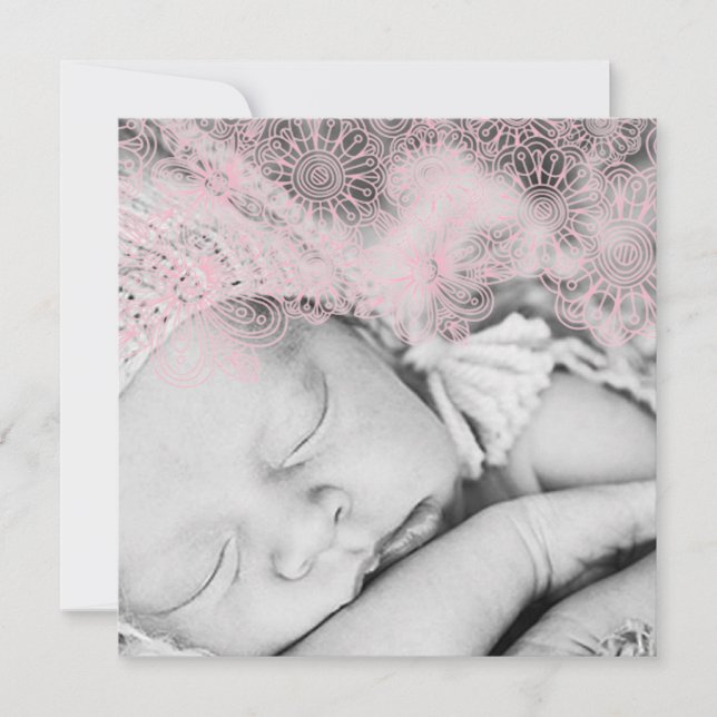 Fotofödelsemeddelande - flicka meddelande (Framsida)