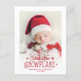 Fotofödelsemeddelande för cutest lilla snowflake helg vykort