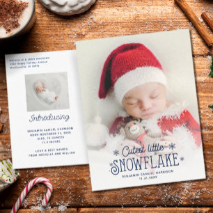 Fotofödelsemeddelande för cutest lilla snowflake helg vykort