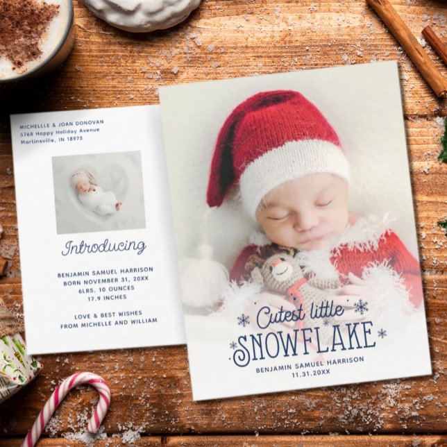 Fotofödelsemeddelande för cutest lilla snowflake helg vykort (Skapare uppladdad)