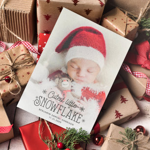 Fotofödelsemeddelande för cutest lilla snowflake helg vykort