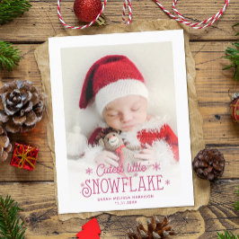 Fotofödelsemeddelande för cutest lilla snowflake helg vykort