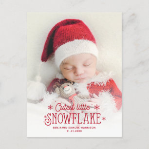 Fotofödelsemeddelande för cutest lilla snowflake helg vykort