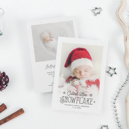 Fotofödelsemeddelande för cutest lilla snowflake julkort