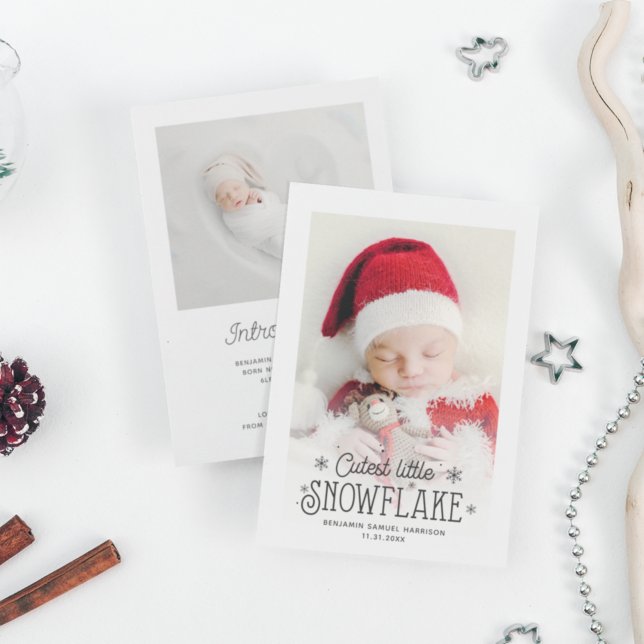 Fotofödelsemeddelande för cutest lilla snowflake julkort (Skapare uppladdad)